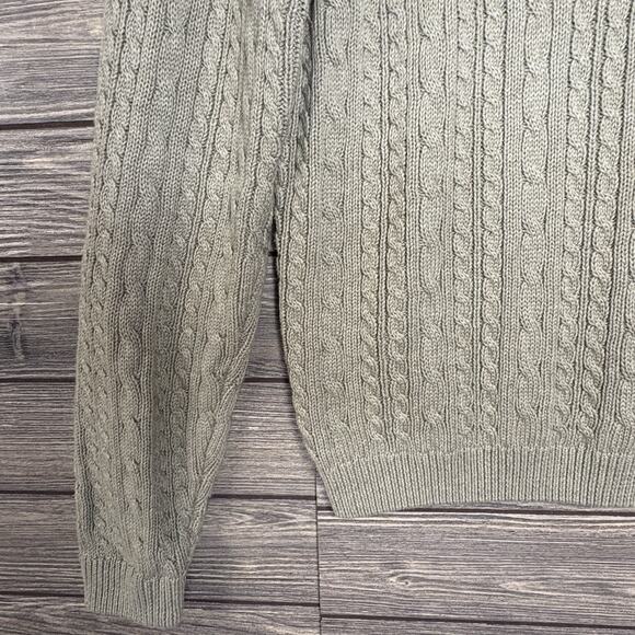 Wainscott Vintage Crewneck Cable Knit Sweater Olive Green Size Small 90s Chunky - Picture 2 of 8